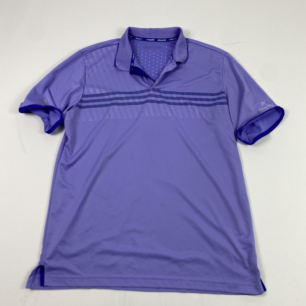 Adidas Shirt Mens Large Purple Climachill Golf Polo Porters Neck Country Club
